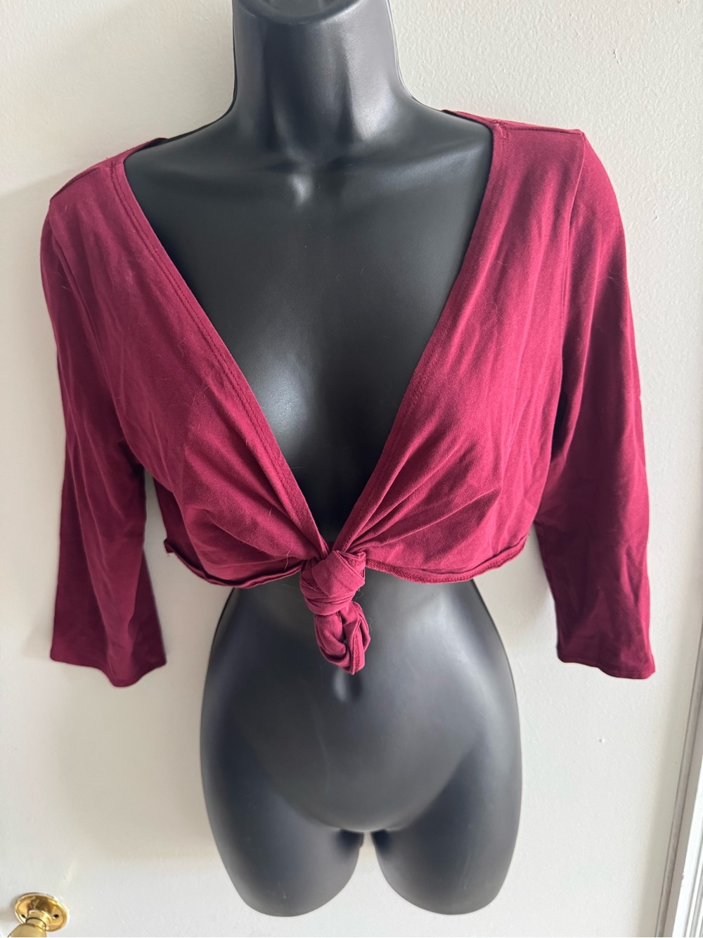 Love Culture Knot-Front Crop Top - Burgundy